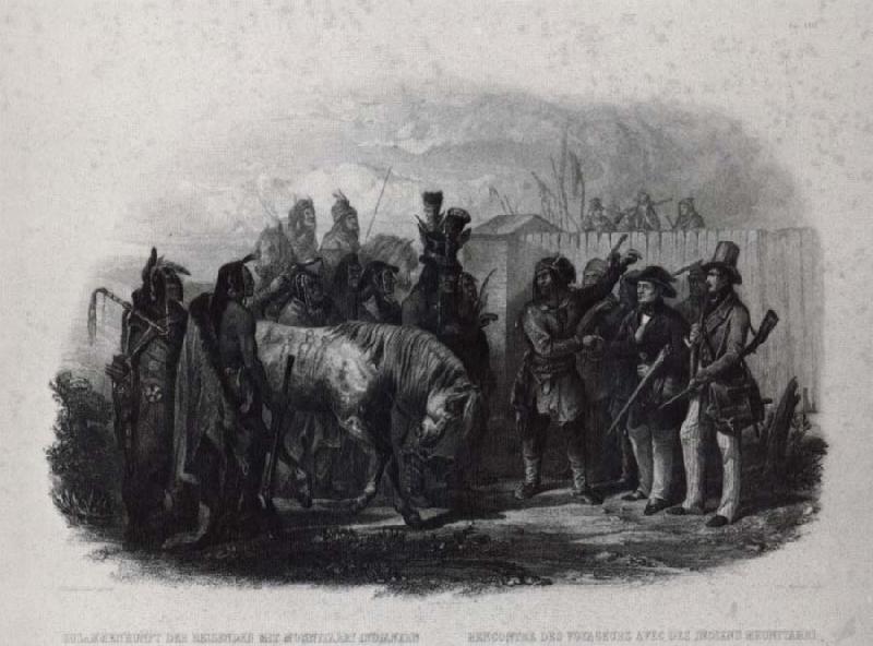 Karl Bodmer The Travelers meeting with Minnetarree indians near fort clark Germany oil painting art